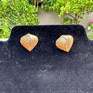 Vintage Gold Tone Pierced Earrings